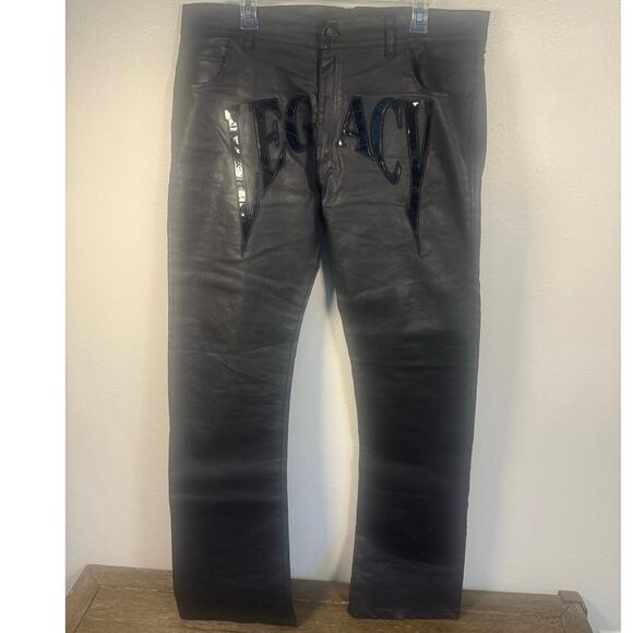 Designer x Streetwear x Legacy of Faith Wax Denim Faux Leather Jeans Men’s 36
